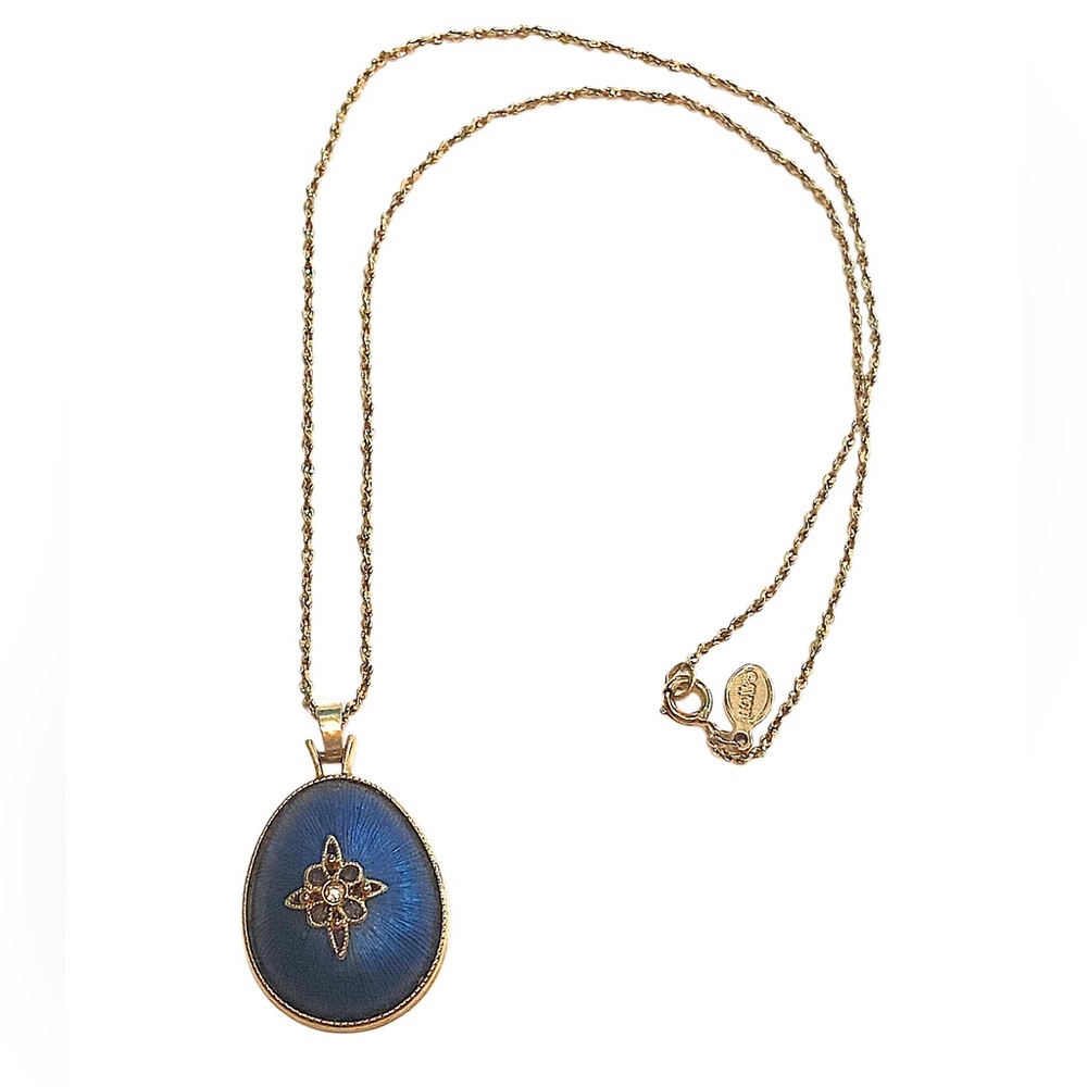 AVON Vintage Blue Egg North Star Necklace Gold Chain